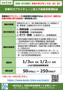 【公募開始】京都府サプライチェーン省エネ推進事業補助金